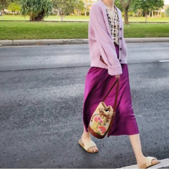 Sezane Sandy Fuchsia Midi Skirt - Picture 8 of 8